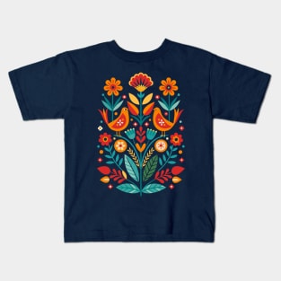 Romanian Folklore Floral Design Kids T-Shirt